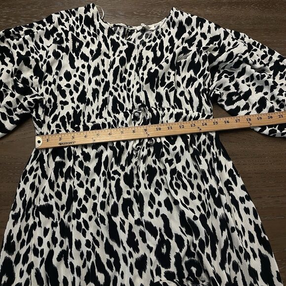 Animal Print Dress Women Extra Large XL High Low Frayed Hem Rayon V-neck Keyhole - Picture 11 of 14